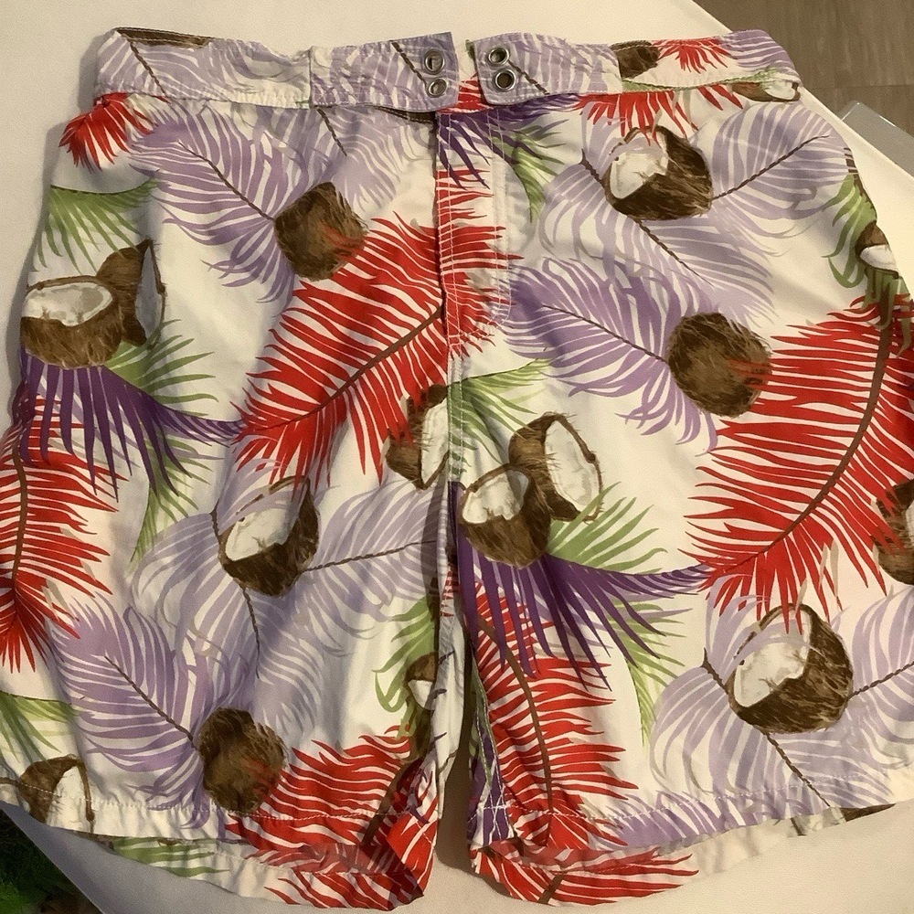 Vilebrequin Men Swim Trunk Shorts XXL Coconut Tropical Palm Leaf Print Beach Sun